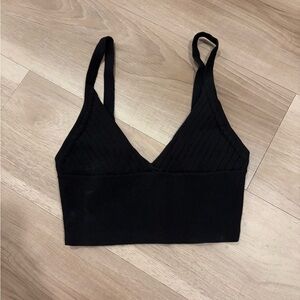 Black Ribbed Crop Top